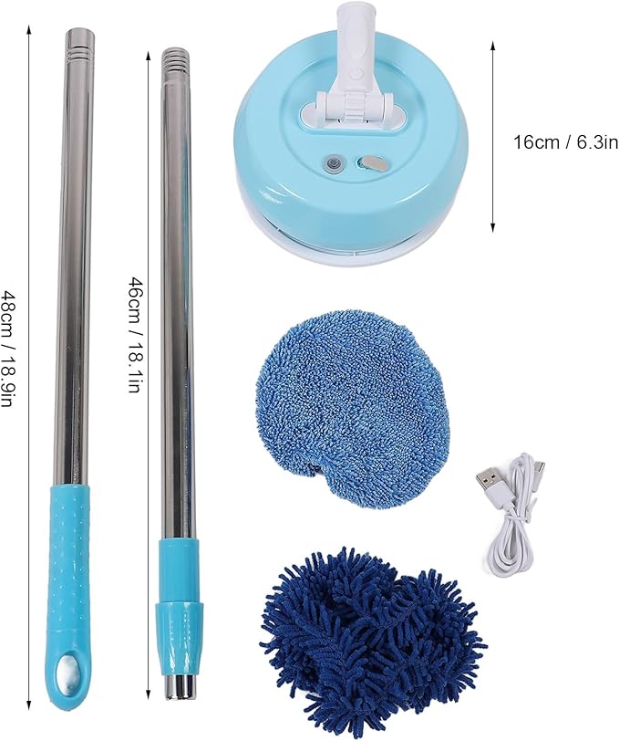 Powerful Cordless Electric Mop, Adjustable Handle, Spin Mop for Ceilings and Window, Floor Cleaner with 1200mAh Battery Capacity, ABS Material, Efficient for Home (Style1)
