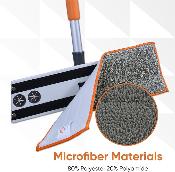 Superio Microfiber Mop Pads, Refill for Miracle Mop, Replacement Head With Velcro, 16 Inch Refill for Flat, Spray Mop Set - Grey