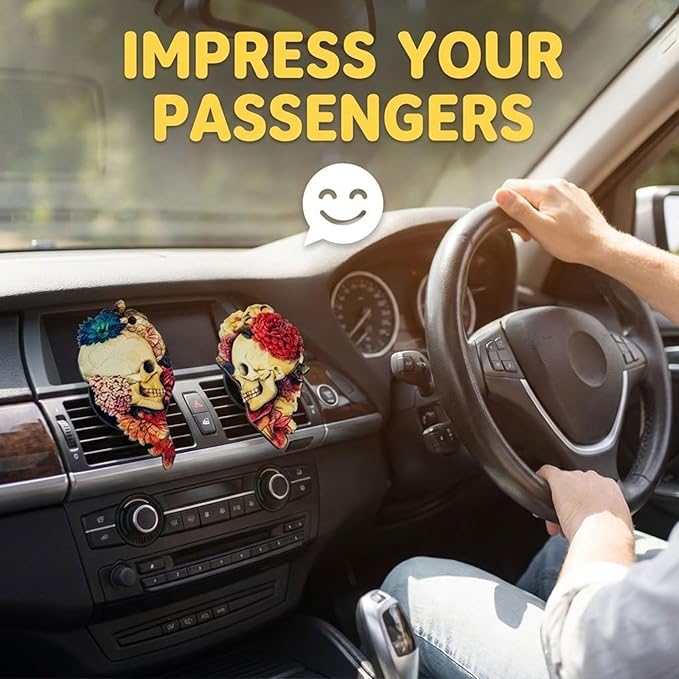 Car Air Vent Clips，Car Air Fresheners Vent Clips Car Diffuser Vent Clip，Car Decoration Cute Car Interior Decor，Car Accessories for Women (2 Pcs Love Skull)