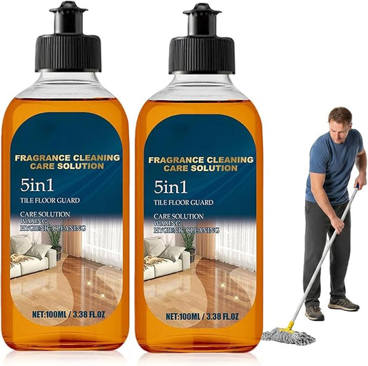 5 in 1 Floor Cleaner, 2026 New Fast-Drying Fragrance Cleaning Care Solution 5 In 1, Multi-Surface Floor Cleaner, Dual-Action Stain and Odor Remover, Restore Hardwood FloorShine (2PCS)