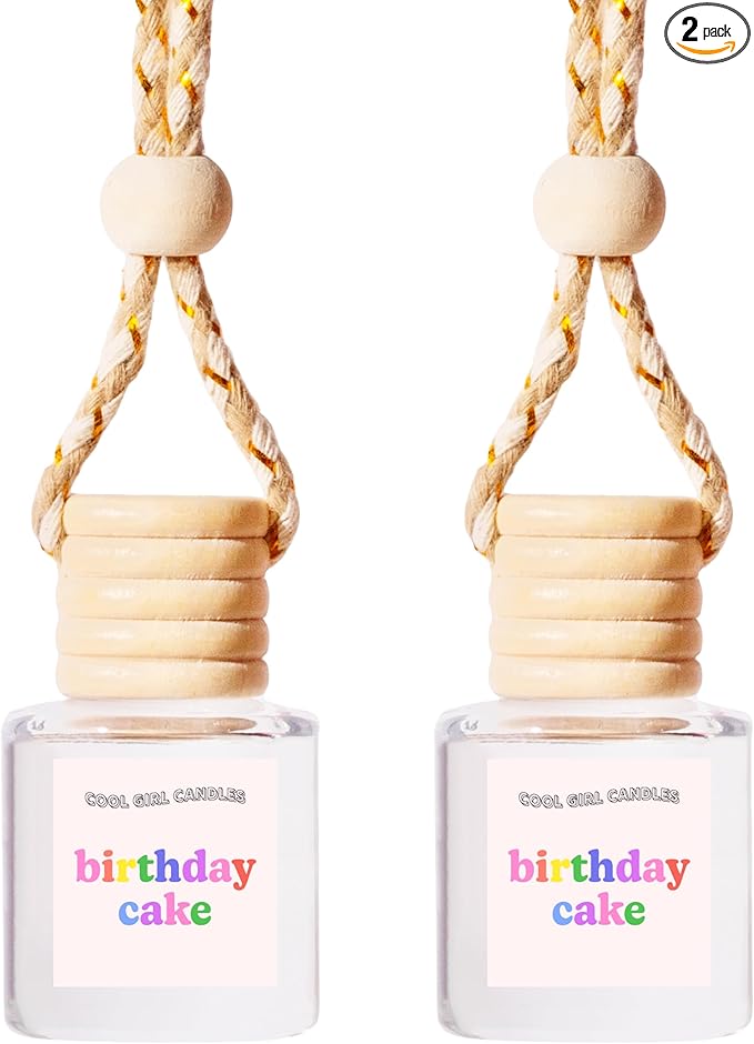 COOLGIRLCANDLES Birthday Cake Car Air Hanging Fragrance Oil Diffuser, Air Freshener for Essential Oils, Scents Aromatherapy Automobile, Long Lasting Car Bottle