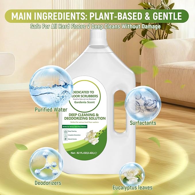 82 FL OZ/2.42 L Gardenia Scent Floor Cleaning Solution Compatible with Tineco iFLOOR 2/3/5 & FLOOR ONE S3/S5/S6/S7 PRO, Floor Cleaner for All Cordless Wet/Dry Vacuum & Robot Vacuums Mop