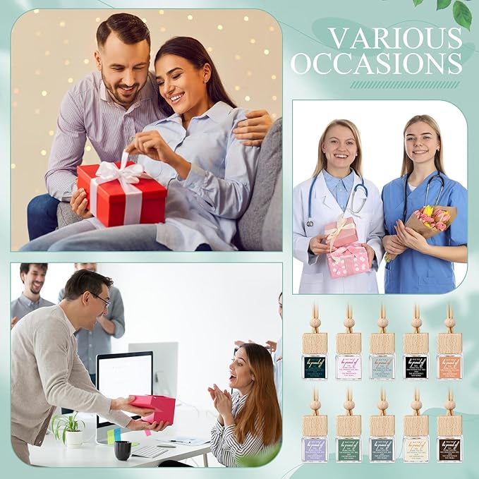 100 Pcs Appreciation Gift for Coworker Empty Hanging Car Air Freshener Diffuser Bulk May You Be Proud of The Work Thank You Glass Bottles Gifts for Staff Team Intern Teacher