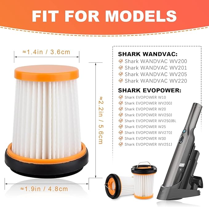 Replacement Vacuum Filter Compatible with Shark Wandvac ION W1 S87 Cordless Handheld Stick Vacuum WV201, WV200, WV205, WV220 - Replace Part XHFWV200-8 Pack