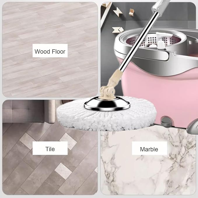 360 Spin Mop and Bucket with Wringer Set - Wet and Dry Use Microfiber Mop - Lightweight and Compact Cleaning System for All Floor Types,Blue
