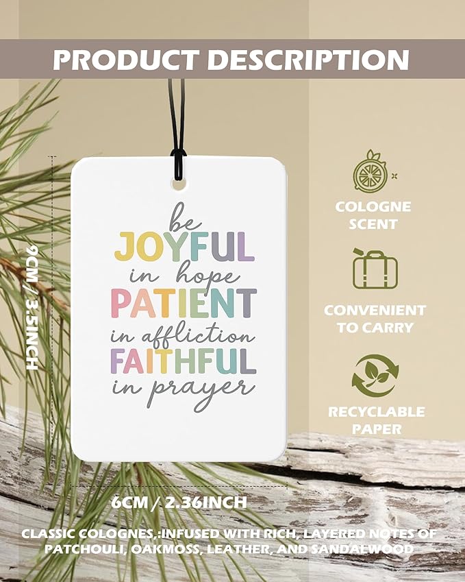 Inspirational Boho Christian Citrus Car Air Freshener 4 Pcs, Pastel Colorful Religious Bible Verse Hanging Air Freshener for Cars Classroom Books Decor, Christian Accessories Gifts for Women