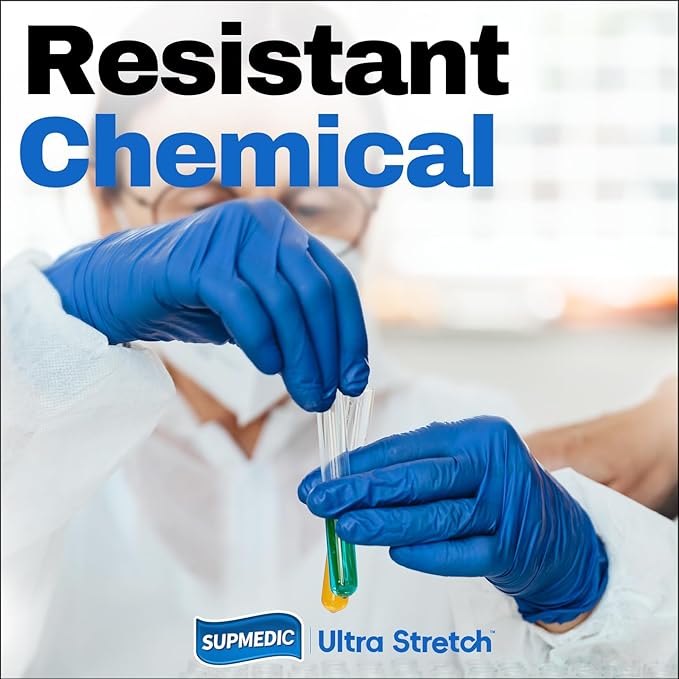 Disposable Nitrile Gloves, 5Mil Chemical Resistant Powder-Free Latex-Free Glove Exam Cook Tattoo, Black Blue 100Pcs