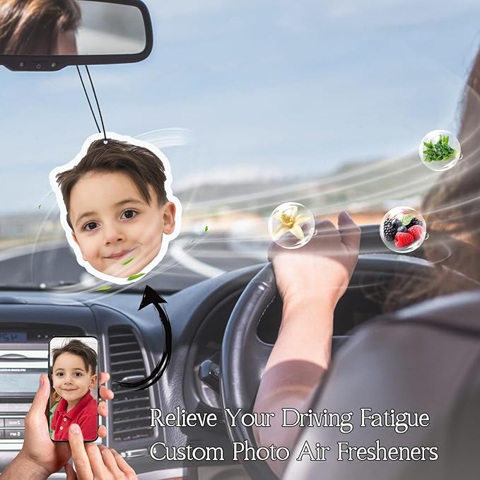Custom Air Fresheners with Picture, Personalized Pictures Ornament - Double Sided, Photo air freshener for Car Wardrobe Bathroom Hanging Ornaments Boyfriends Gifts