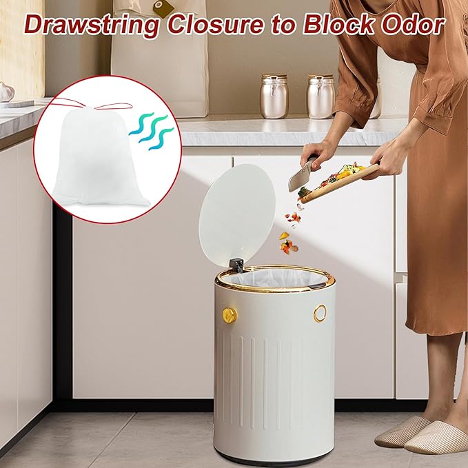 O2frepak 4Gallon Drawstring Small Kitchen Trash Bags,Clean Fresh Scent and Heavy Duty Garbage Bags(100 Count,45x50cm)