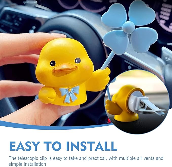 MLY Cute Duck Car Air Freshener Vent Clips, Rotating Windmill Car Vent Air Clips, Creative Fan Outlet Vent Fresheners, Ducks Animal Auto Dashboard Trim Clip, Interior Decoration Accessories (Duck)