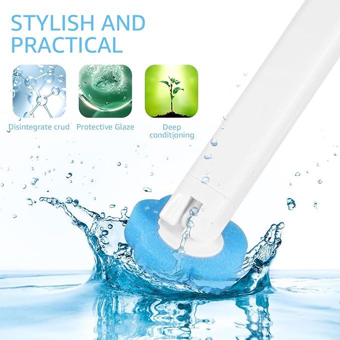 Disposable Toilet Cleaning Brush and Holder Set, 30 Refills, Disposable Toilet Brush, Non Woven Fabric and Sponge Bristles, Plastic Material, Purple
