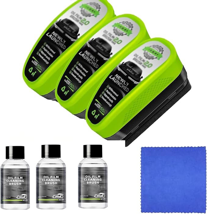 Glass Cleaner,New Upgrade Automotive Oil Film Cleaning Brush, Glass Cleaning Board, Oil Film Brush 3.0 (3)