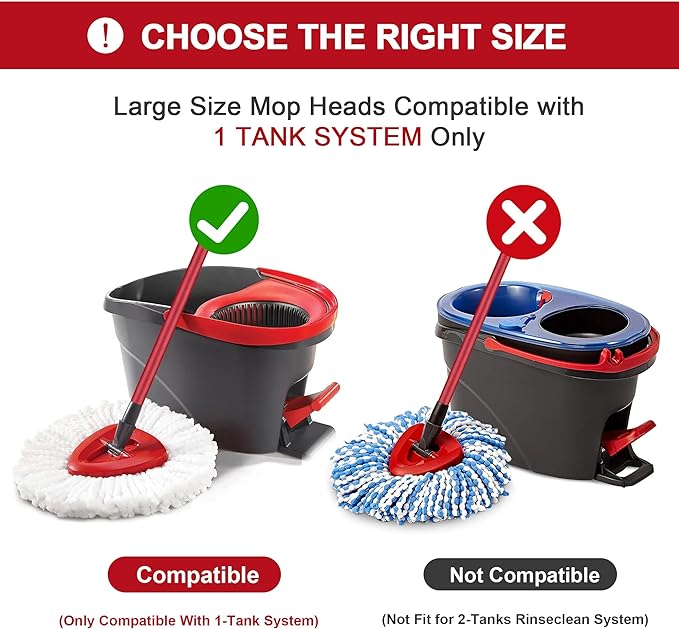 6 Pack Mop Replacement Heads for Spin Mop, Microfiber Spin Mop Refills, Easy Cleaning Mop Head Replacement
