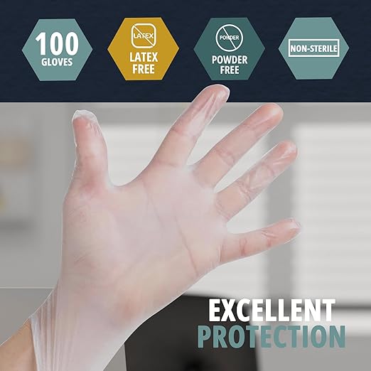 MED PRIDE Medical Vinyl Examination Gloves | Latex and Powder Free | Disposable, Ultra-Strong, Clear (1000, Small (Pack of 1000))