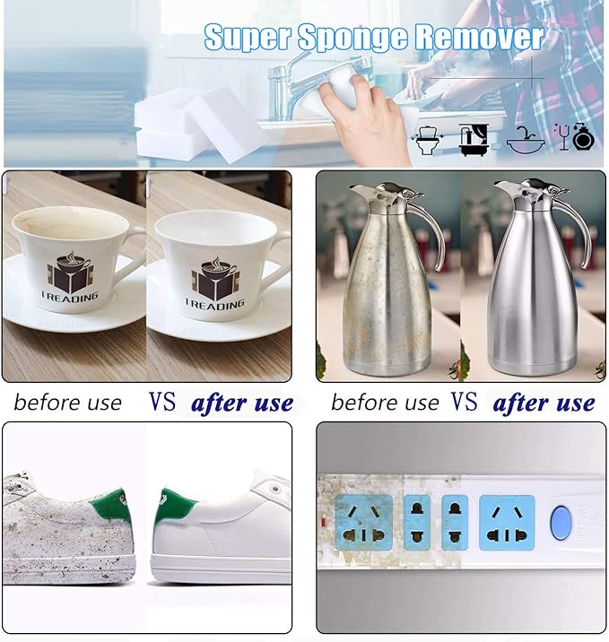 Magic Sponge Eraser, 50 Pack Melamine Sponge Sheets Foam in Bulk, All-Purpose Large Kitchen Dish Cleaning Pads, White Nano Scrub Non-Scratch Cleaner for Household, Bathroom, Wall
