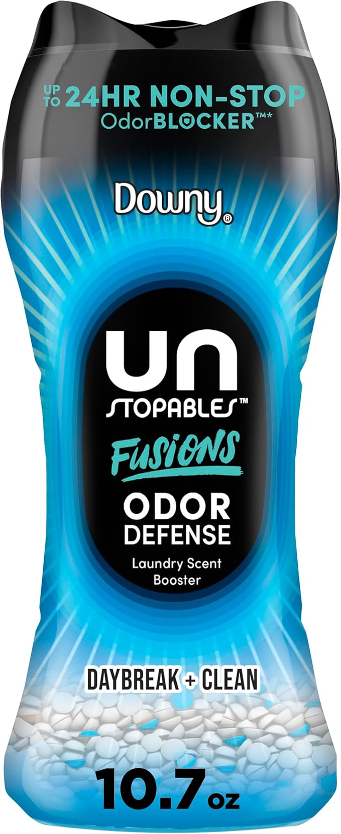 Downy Unstopables Fusions Odor Defense In-Wash Laundry Scent Booster Beads, Daybreak + Clean Scent, 10.7 OZ, 2-in-1 Laundry Beads for Odor Defense