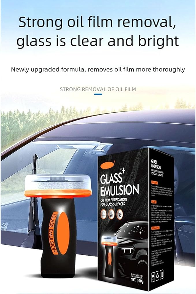 Q4 Glass Guard Cleaner, Car Handle Oil Film Cleaning Brush, Automotive Oil Film Cleaning Brush for Car Window, Auto Glass Emulsion Cleaner, Improve Windshield Clarity