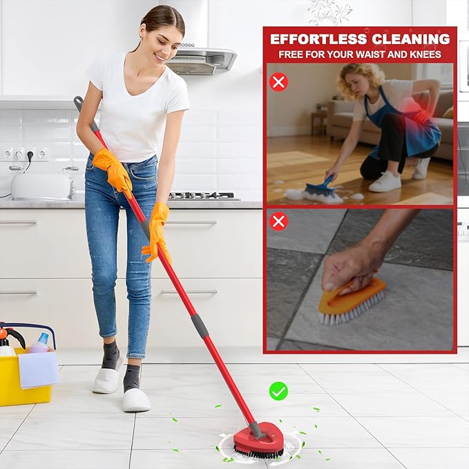 Aifacay Scrub Brush Head for O-Cedar EasyWring Spin Mop, Full-Bristle Heavy-Duty Replacement Brush, Compatible with 1-Tank Spin Mop Set, Multi-Surface Cleaning Attachment for Floors, Tile & Bathroom