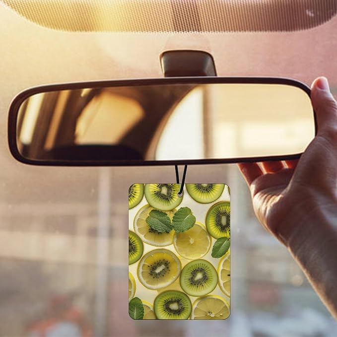 5 PCS Car Air Fresheners Hanging Fragrance Scented Cards Sliced Lemon And Kiwi in Drink Car Aromatherapy Tablets for Car Wardrobe Shoe Cabinet Eliminate Odors Card