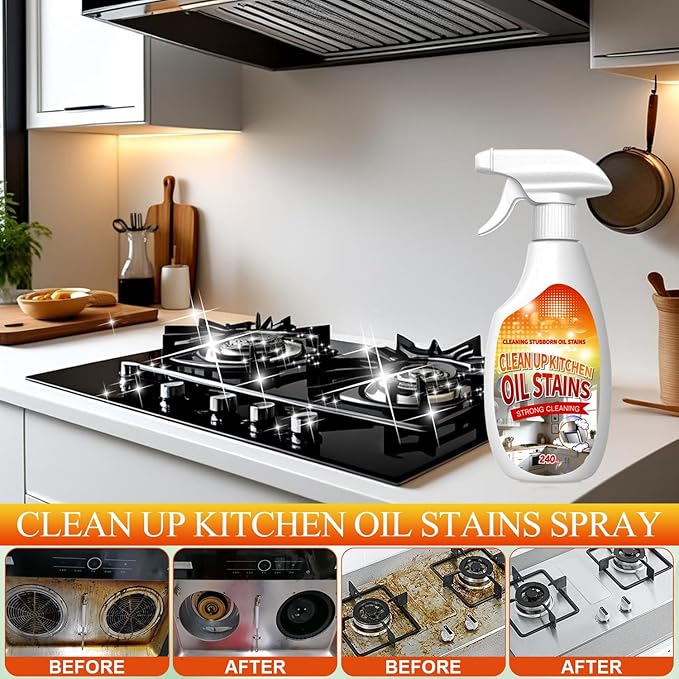 Clean Up Kitchen Oil Stains Spray,Kitchen Spray Cleaner,All-Purpose Cleaning Spray for Kitchens,Multi-purpose Oils Stain Cleaner,Clean Up Kitchens Oil Stains (240ml)
