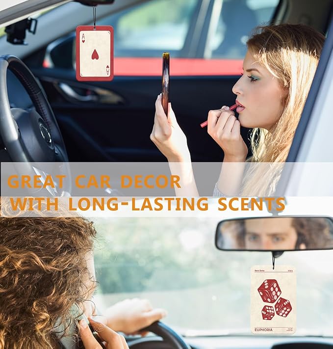 Retro Dice Red Car Air Freshener, Funky Y2K Car Accessories Interior Hanging 3Pcs, Love You More Trendy Girly Rear View Mirror Decor, Cute Car Accessories for Women Teens Closet Drawer(Lavender)
