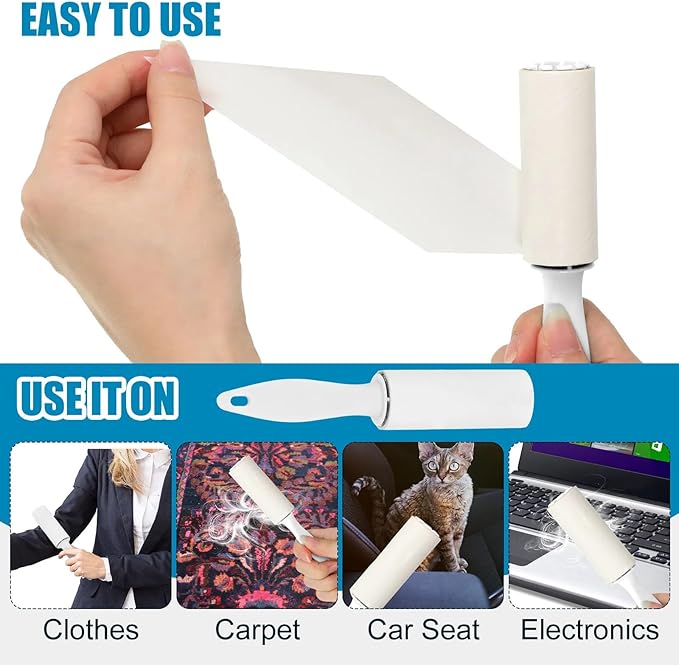 Hushee 50 Pack Mini Lint Rollers 3000 Sheets Travel Size Lint Roller Small Portable Remover for Couch Furniture Clothes Cat Hair Removal 5.9 x 1.1 Inches(White)