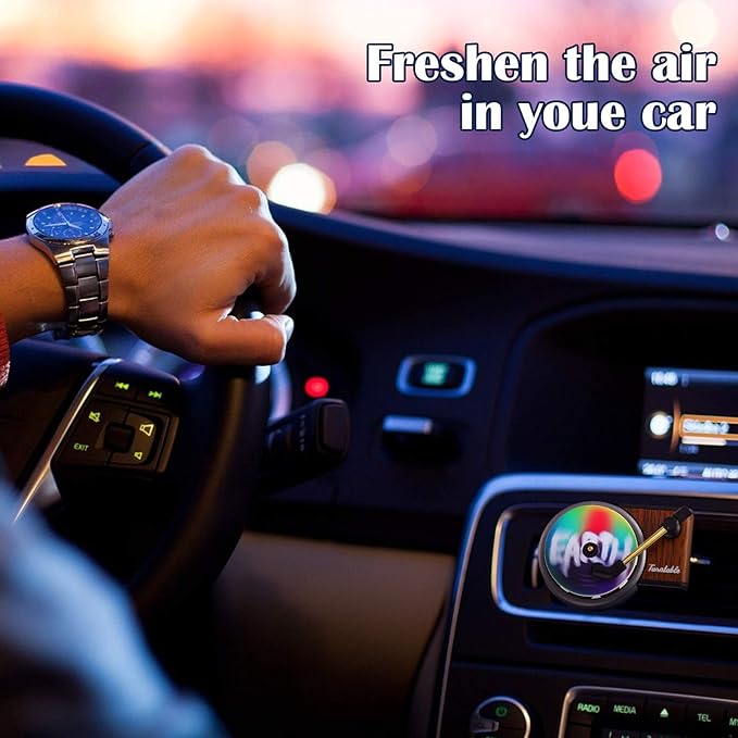 20 Pieces Car Air Freshener Record Player Air Fragrance Diffusers Clips Retro Style Gifts Christmas, Include 4 Pcs Record Player Car Vent Clip, 16 Pcs Aromatherapy Tablets Replacement Pads