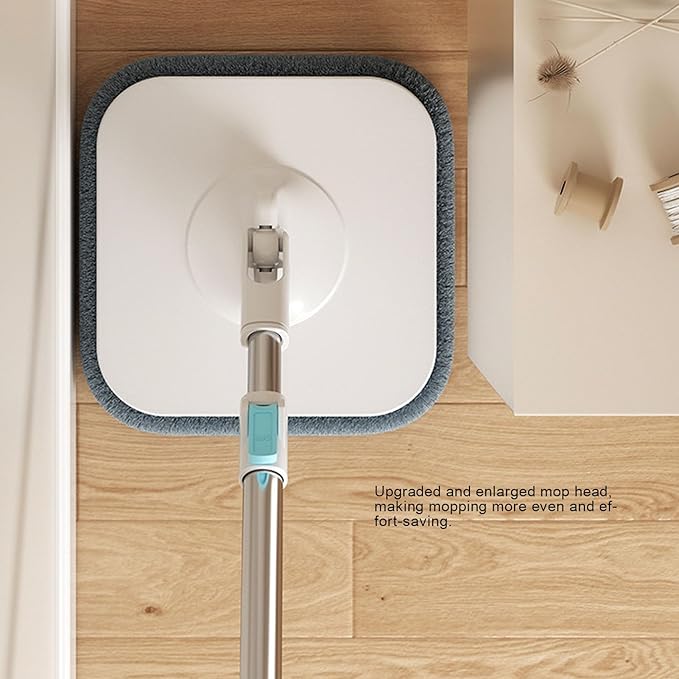 Spin Mop and Bucket Set Self Separation Dirty Clean Water 360 Rotating Self Wringing Square Mop Home Floor Cleaner Spin Mop and Bucket Set