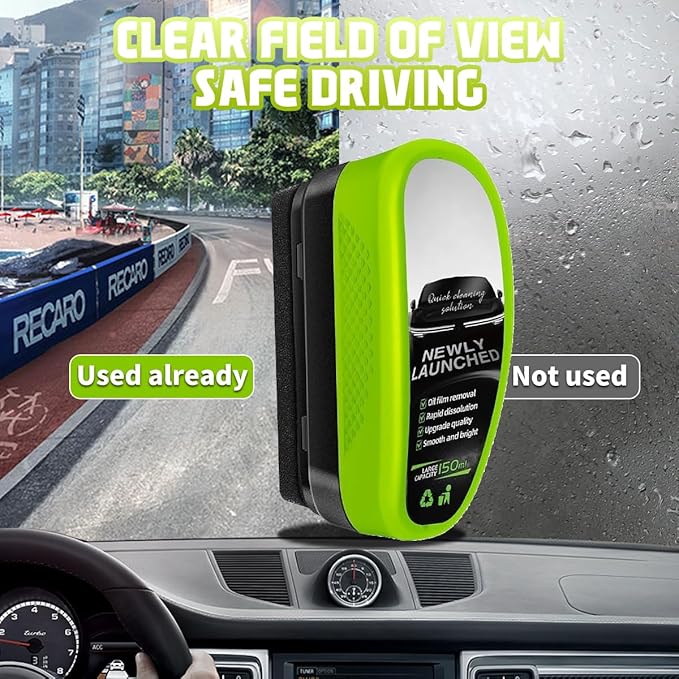 Windshield Cleaner, Windshield Cleaner, Glass Cleaner with Anti-Rain & Anti-Fog Coating,Oil Film Brush for Car Windows & Glass, Perfect Visibility at All Times (1, Green)
