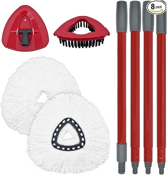 Mop Replacement for Ocedar, Mop for O Cedar, Replacement Mop for O Cedar Spin Mop Contains 4-Section Mop Handle 2 Mop Replace Head 1 Mop Base 1 Scrubber Mop Head for O-Cedar Spin Mop