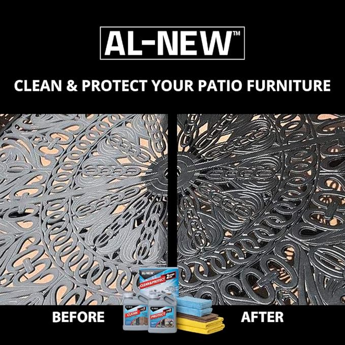 AL-NEW 2 Step Clean & Protect Kit | Clean, Restore, & Protect Your Outdoor Patio Furniture, Garage Doors, Exterior Lights, Window Frames, and More (16 Ounce Kit)