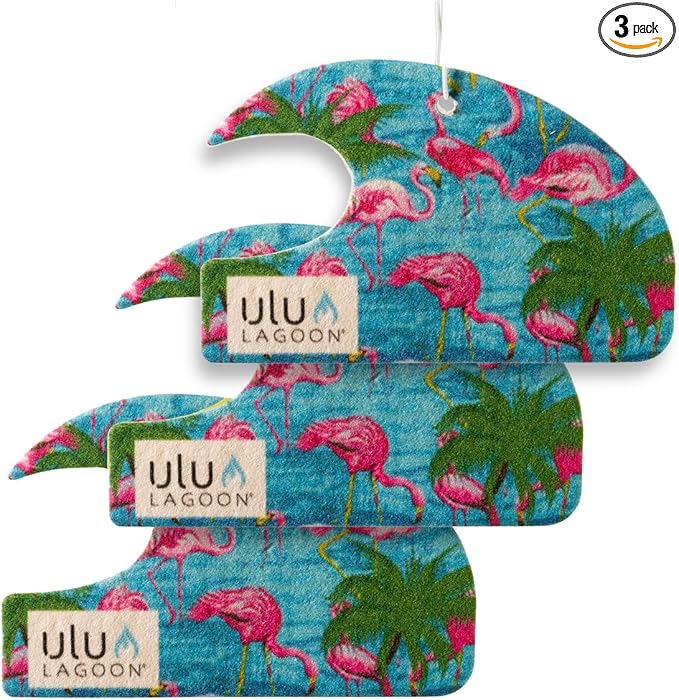 ulu Lagoon Hanging Car Air Freshener | Tropical Beach Coconut Surf Wax Scent Mini Wave | Long Lasting Car Freshener, Closet and Beyond | Made In USA | 3 Pack (Miami)