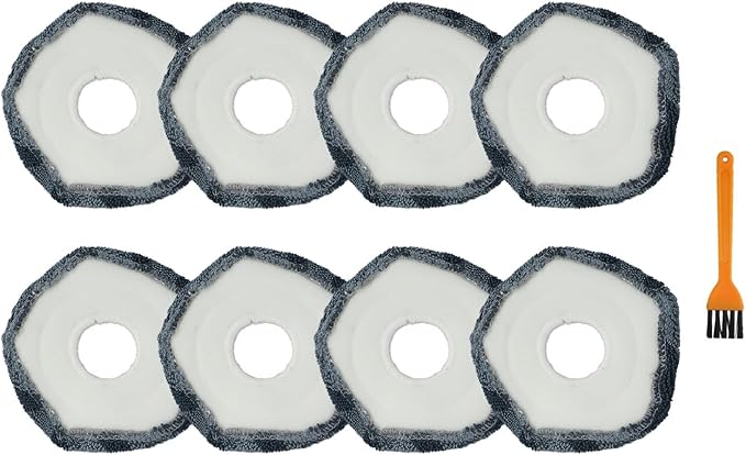 4/8-Pack Microfiber Mop Pads Fit For Eufy X10 Pro/Fit For Omni X9 Pro Robot Vacuum Cleaning, Washable Spin Mop Cloth Accessories For Hardwood, Tile And Carpet, With Small Brush(A)