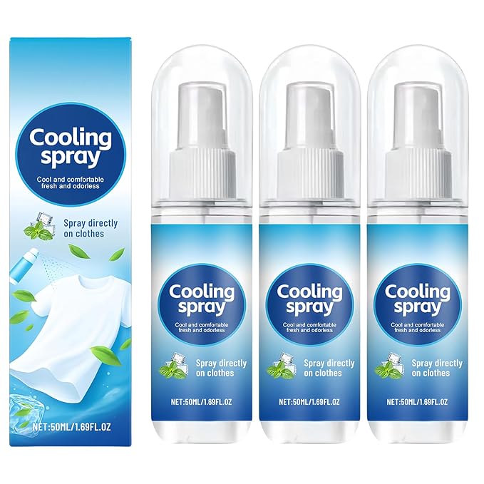 Cooling Spray For Hot Weather, Cooling Spray For Clothes, 3pcs Hot Days Non-Greasy Soothing Solution, For Athletes Yoga Beach Vacation Running