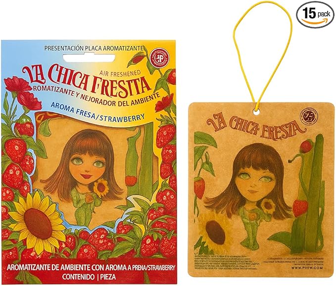 15 Pcs LA Chica Fresita CAR AIR FRESHENER Aromatizante de Mexico placa Fresa de papel