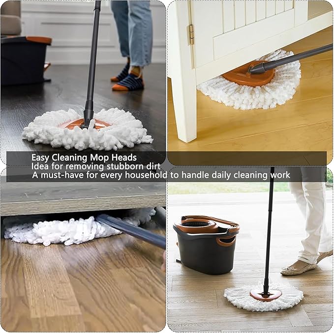12Pack Spin Mop Replacement Heads,Spinning Mop Replace Head for Easy Wring Mop, 100% Microfiber Mop Head Replacement Compatible with Triangle Spin Mop Refill for Floor Cleaning,White