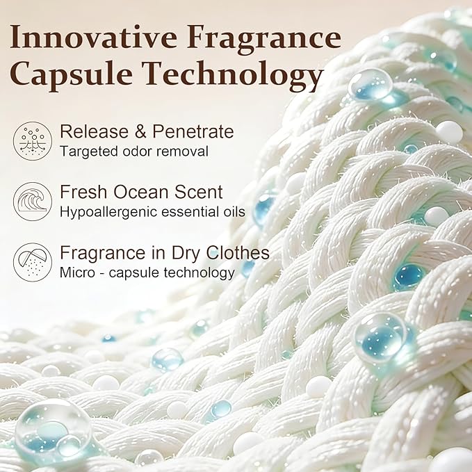 Eco‑Friendly Scent Beads Laundry 30oz, Gentle In‑Wash Scent Booster Beads with Plastic Free Recyclable Package, Up to 85 Washing Cycles for 12 week Long-Lasting Freshness, Ocean Fresh Scent
