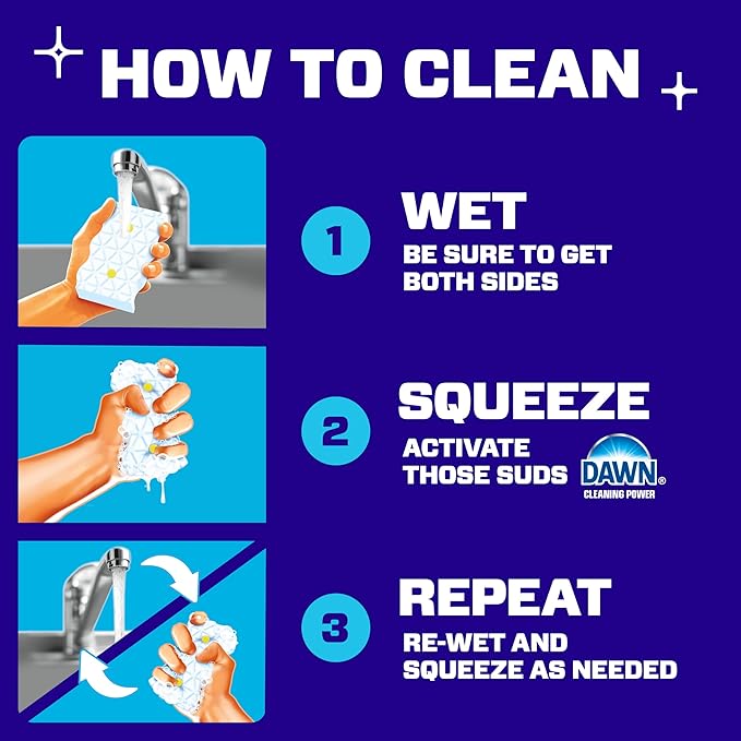 Mr. Clean Magic Eraser Sponge, Bathroom Cleaner, Shower Cleaner, Tub Cleaner, Soap Scum Remover, Bathroom Cleaning Supplies, Dawn Cleaning Power with Lemon Scent, 2 in 1 Bath, 5ct