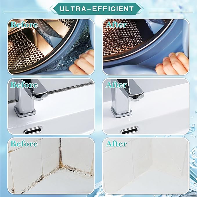 MoldStain Remover Gel, Washing Machine Seal Cleaner for Front Load Washer, Tiles Grout Cleaner Bathroom Cleaning Home Kitchen Sinks Caulk Cleaning, 10 Oz