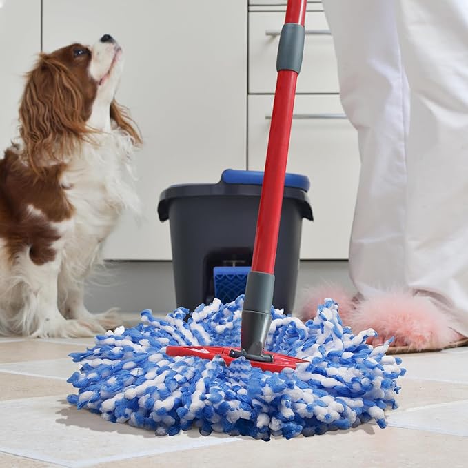 Mop Replacement Head, Base, Handle Replacement for O-Ceda EasyWring Microfiber Spin Mop, 2 Microfiber Mops Refills, 1 Triangle Mops Head Cover and 30-58in Mop Handle Set Combo