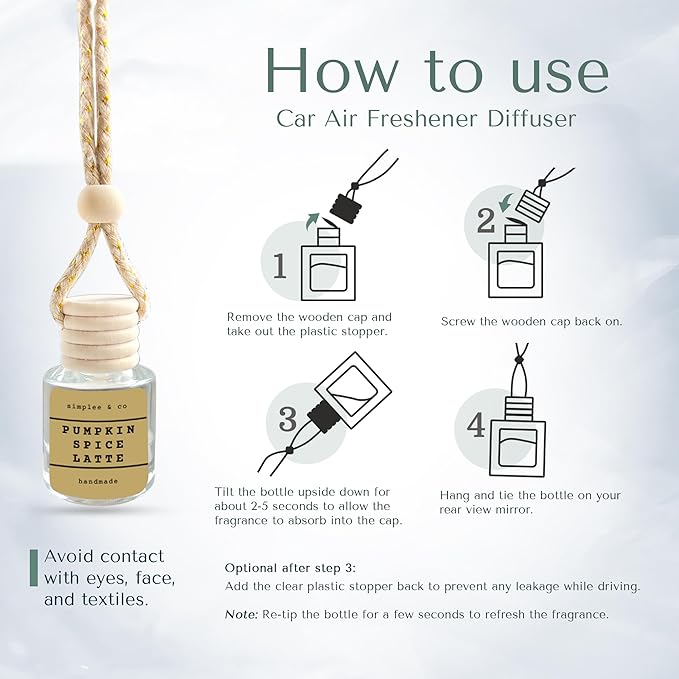 Pumpkin Spice Latte Car Air Hanging Essential Oil, Car Air Freshener Diffuser, Long Lasting Essential Oils, Aromatherapy Vehicle Diffuser by Simplee & Co