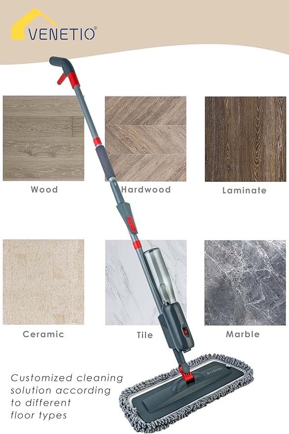 VENETIO ProSweep Spray Mop Refills - Replacement Bottle & Squeegee, Leak Free Refillable Bottle for Floor or Window Cleaning, Pack of 1