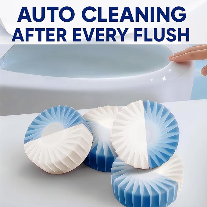 Automatic Toilet Bowl Cleaner Tablets, 10 Pack Long-Lasting Toilet Tank Cleaner for Bathroom, Blue Water Freshener, Prevents Stains & Odor, Safe for All Toilets - 10 Pack (White+Blue)