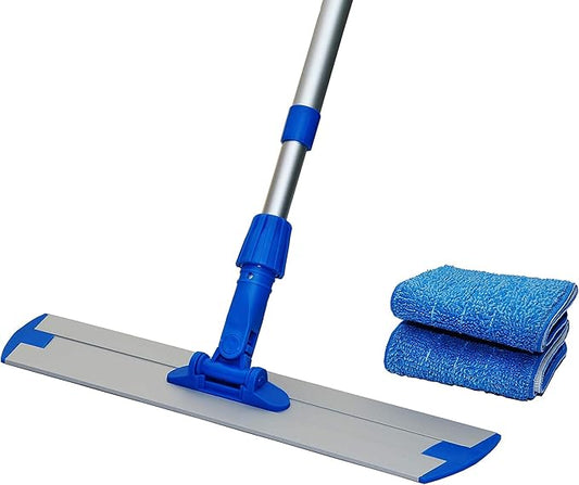 Mr. Towels Premium Microfiber Floor Mop + 2 Reusable 18" Washable Mop Pads. 360 Rotating Aluminum Extended Handle, Adjustable 33" - 60". The Perfect Solution as Tile, Laminate, Hardwood Floor Cleaner