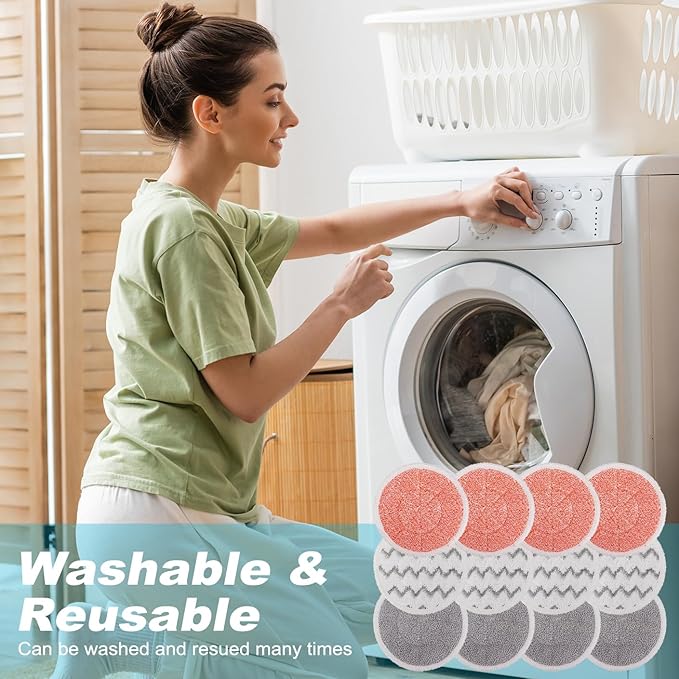 3897A Replacement Steam Mop Pads: 12 Packs Spin Mop Refills Compatible with Bissell Spinwave 3897A 3712C 3712W SmartSteam Scrubbing Steam Mop - Hard Floor Steam Mop Washable Pads (Heavy & Soft)