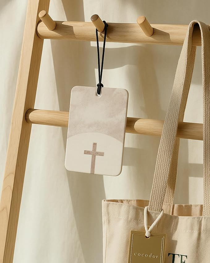 Boho Christian Jesus Air Freshener 4 Pcs, Inspirational Christian Bible Verse Hanging Air Freshener for Cars Closet Drawer Books, Religious Boho Car Accessories Mirror Decor for Women