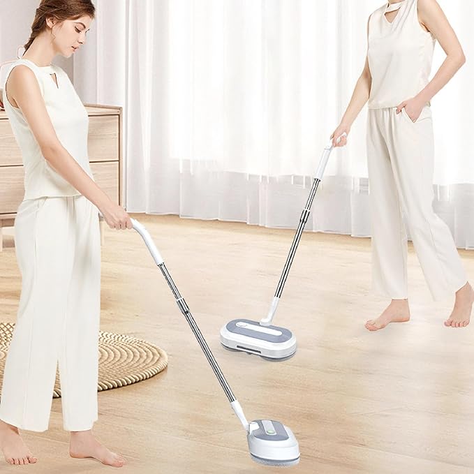 Cordless Electric Mop, Dual Motor Electric Spin Floor Mop with Water Sprayer, Powerful Automatic Floor Polisher Mops for Hardwood, Tile, Marble All Floors (US Plug 100‑240V)