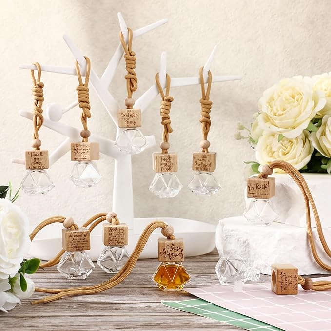 30 Pcs Appreciation Gift Bulk Car Diffuser Air Freshener Ornament Hanging Empty Glass Essential Oil Bottle for Coworker Staff Teachers Nurse Employee Team Thank You Gift