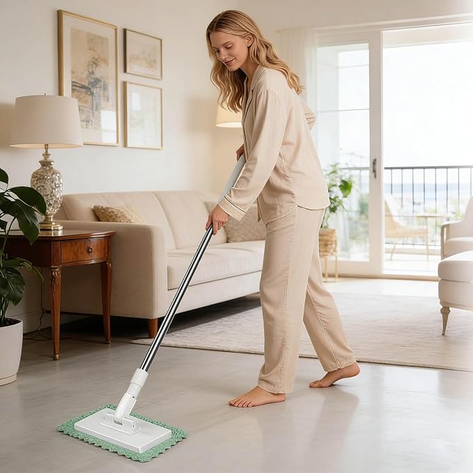 Snap Grip Mini Mop, Zero Touch Mini Mops, Retractable Gap Dust Cleaner Flat Mops with Locking Head & Sweeping Cloths, 100cm Long Handle Mopping Sweeper Stick for Multi Cleaning (1*mop+20*Cloth)