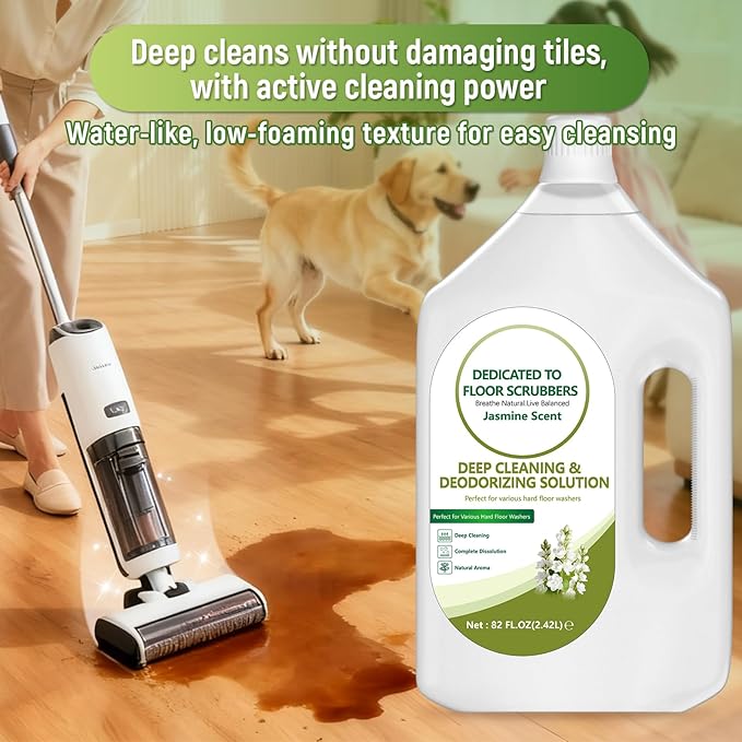 82 FL OZ/2.42 L Jasmine Scent Floor Cleaning Solution Compatible with Tineco iFLOOR 2/3/5 & FLOOR ONE S3/S5/S6/S7 PRO, Floor Cleaner Refill for All Cordless Wet/Dry Vacuum & Robot Vacuums Mop